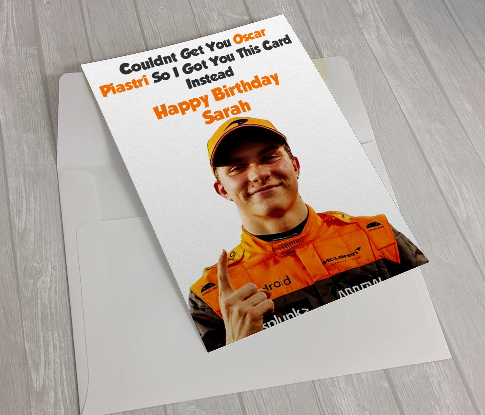 Personalised Oscar Piastri Birthday Card Formula One F1 Mclaren A5 Card Comes With Envelope