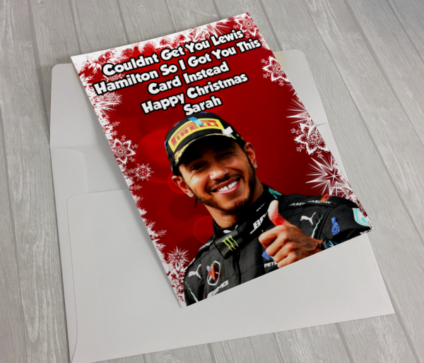 Personalised Lewis Hamilton Formula One F1 Mercedes A5 Card Comes With Envelope